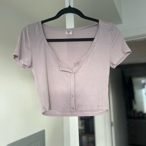 Sunday Best Light Purple Button-Up Crop Top